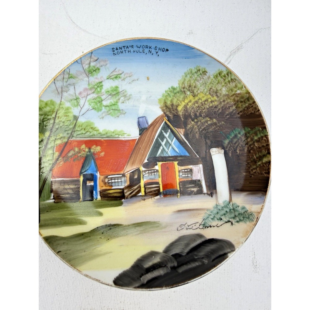 Hand Painted Japan Santa's Workshop North Pole NY Ceramic Decorative Plate